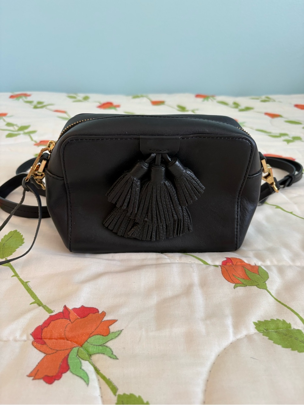 Rebecca Minkoff Black Leather Tassel Crossbody Bag